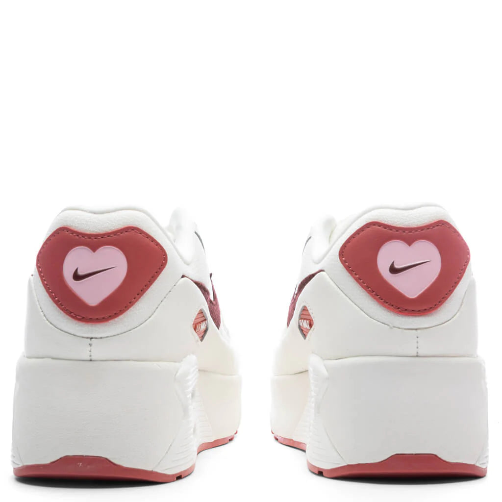 Womens Air Max 90 LV8 SE Valentines Day Sail Dark Team Red Soft Pink