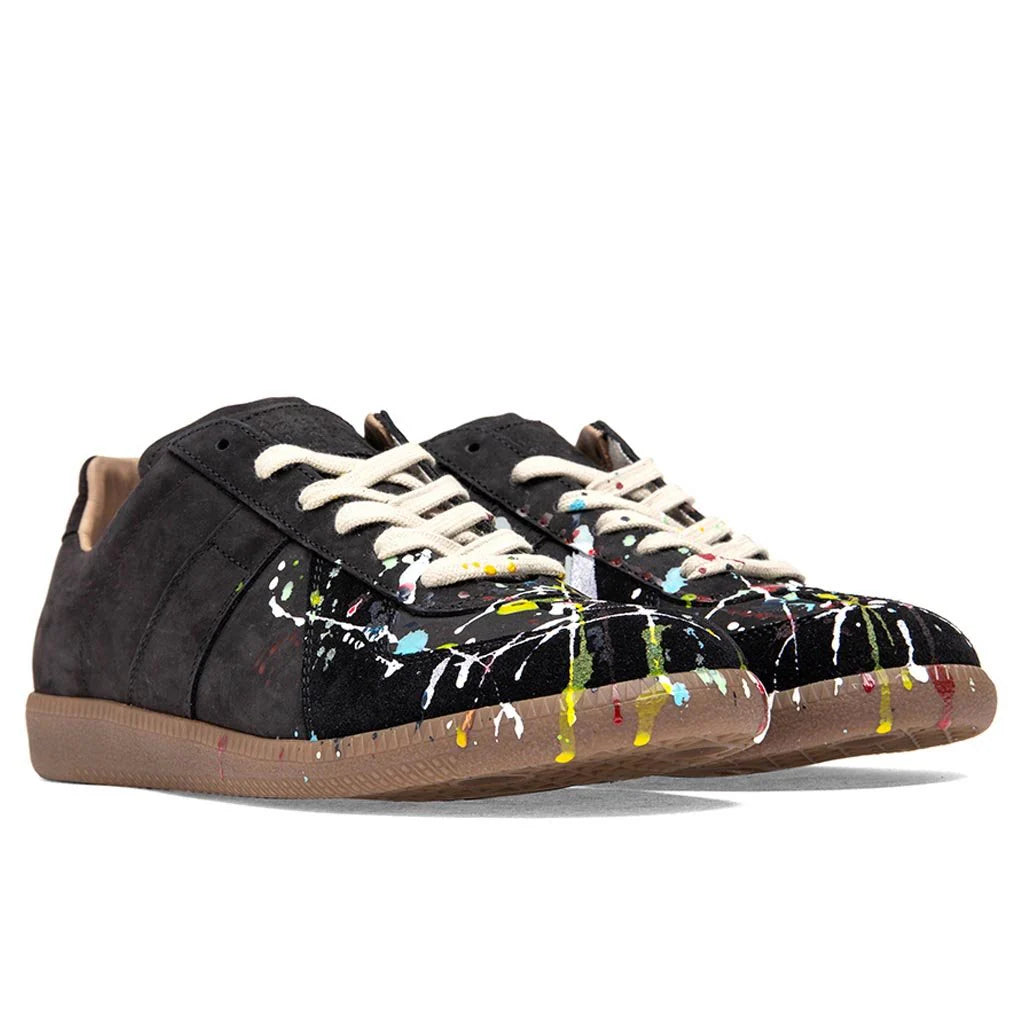 Replica Low Top Suede Paint Drop Black Multi