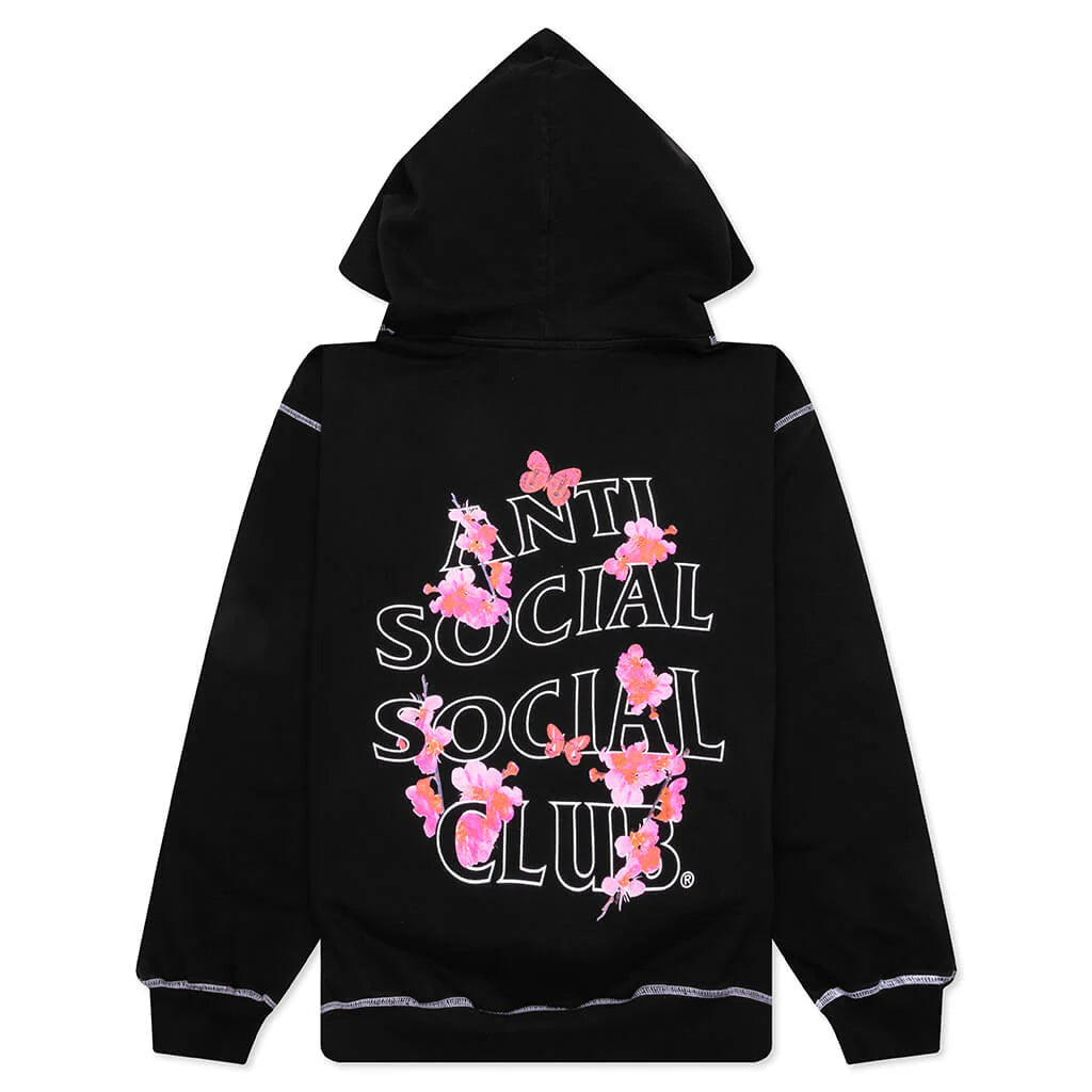 Contrast Stitch Hoodie Black