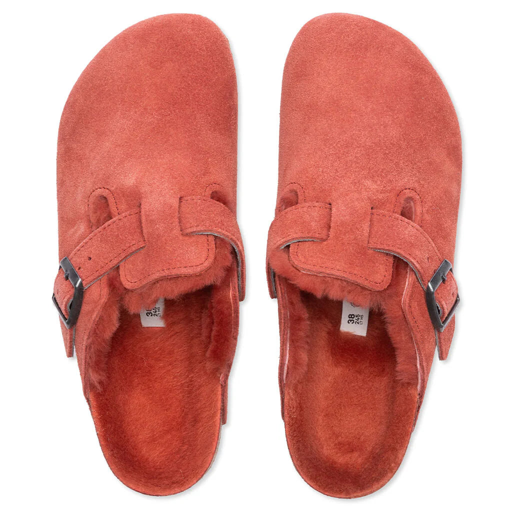 Womens Narrow Boston Suede Sienna Red