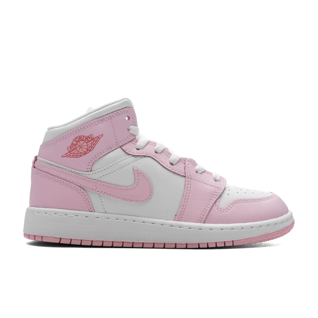 Air Jordan 1 Mid GS Pink Foam White Fire Red