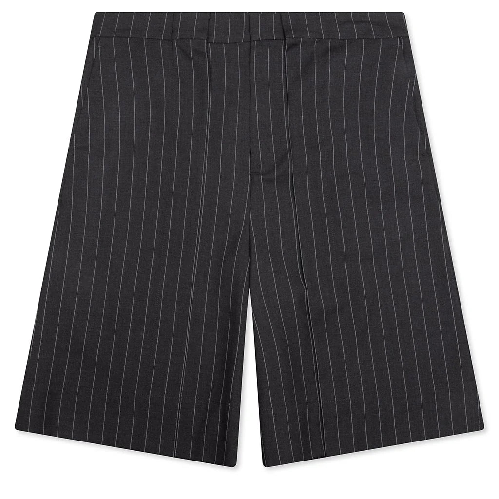 Folded Front Pleat Shorts Mid Grey Melange