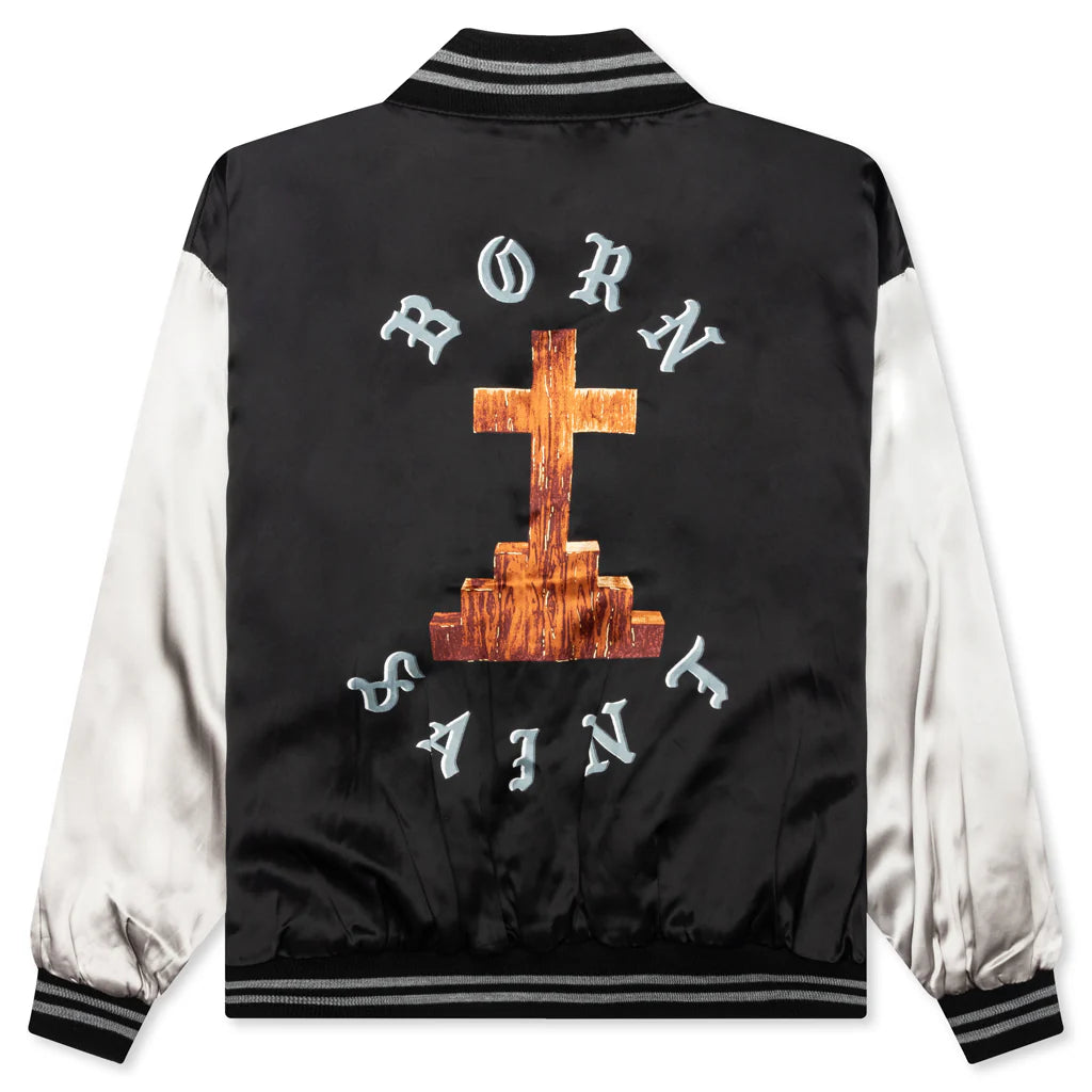 Saint Michael x Born x Raised Satin Jacket Black Grey