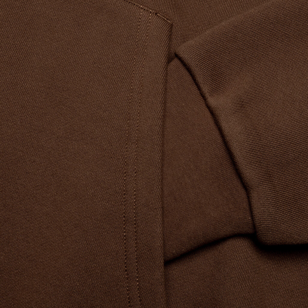 Embroidered Hoodie Walnut W Cream