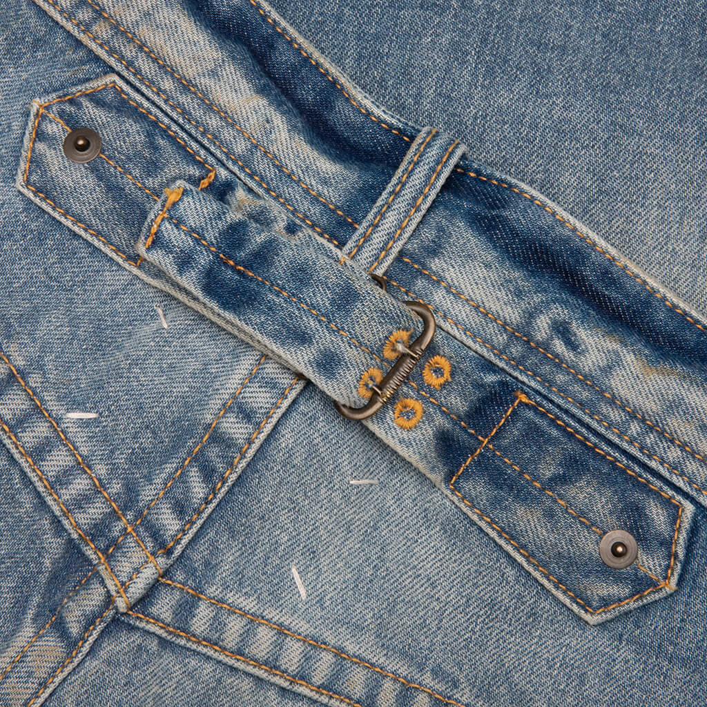 Straight Leg Cropped Jeans Washed Blue