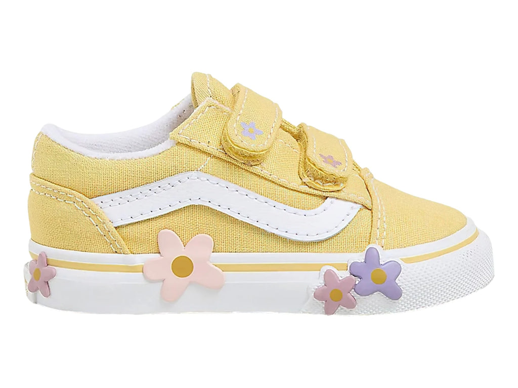 Tenis Vans Old Skool V Flower Amarillo para Niña