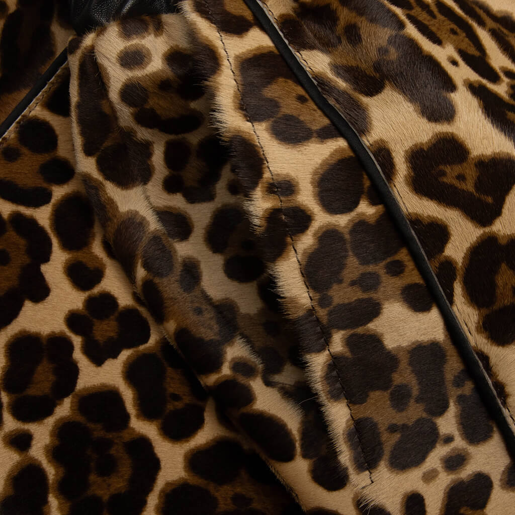 Leopard Print Calf Hair Basketball Shorts Brown Leopard