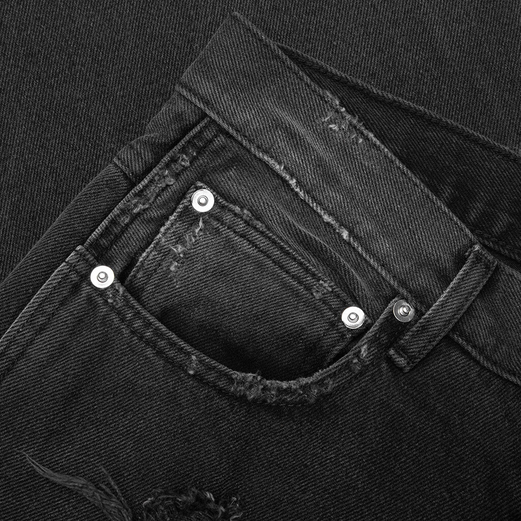 Studded Chopper Short Washed Black