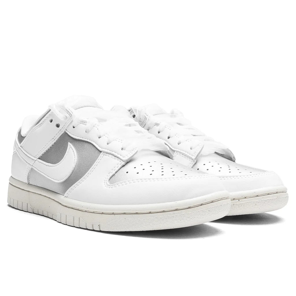 Womens Dunk Low Next Nature Metallic Platinum Summit White Pale Ivory