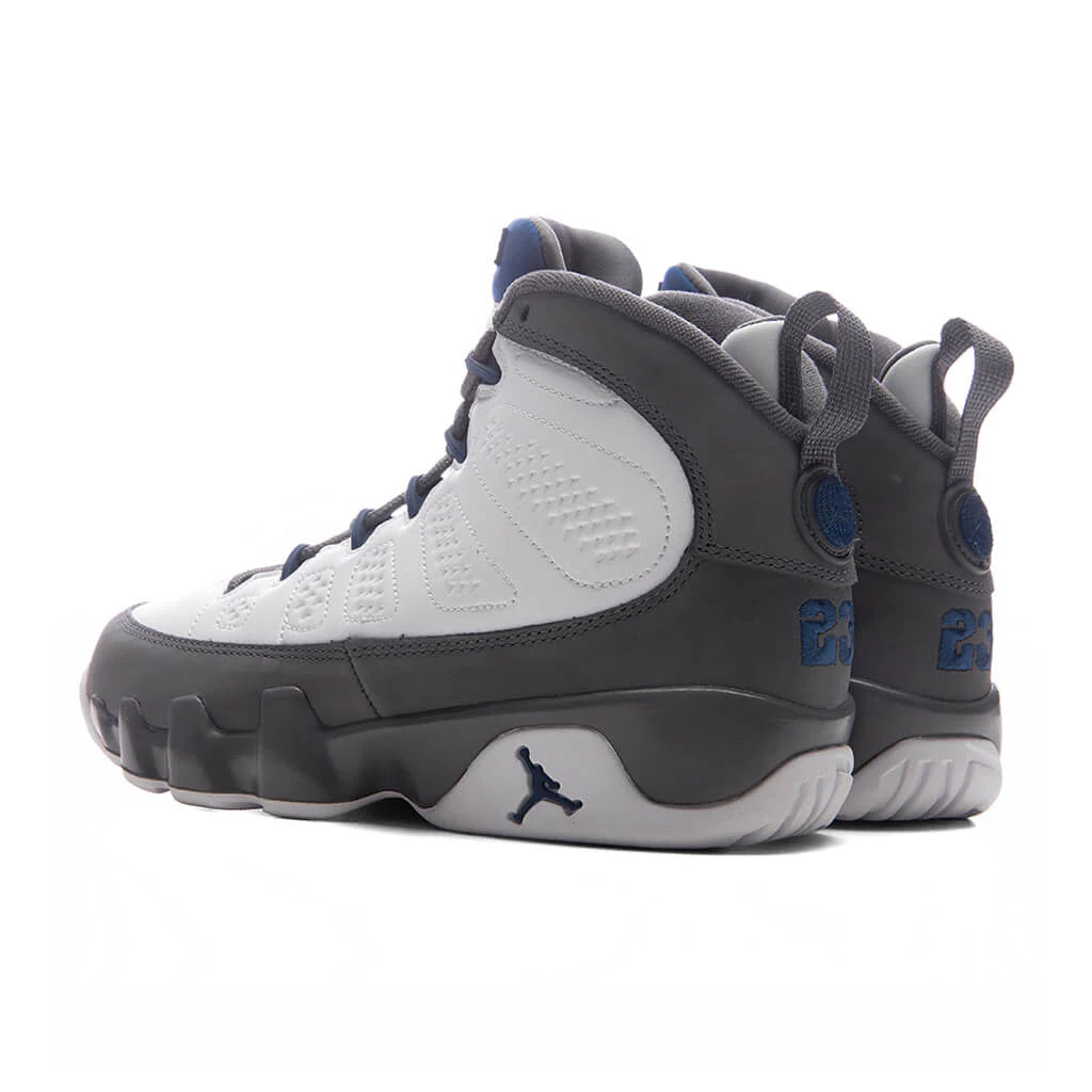 Air Jordan 9 Retro Flint Grey GS White French Blue Flint Grey