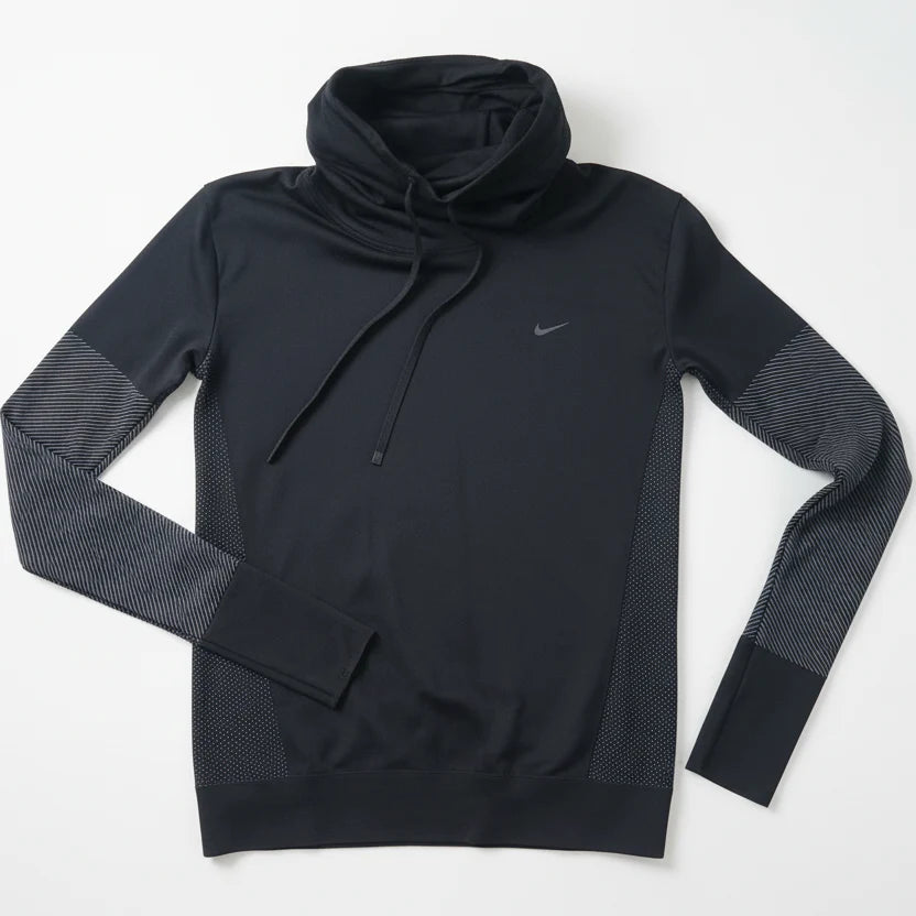 Nike Dri Fit Infinity Funnel Neck Womens Long Sleeve Pullover Black Cool Grey