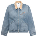 Denim Jacket with Corduroy Collar Light Blue