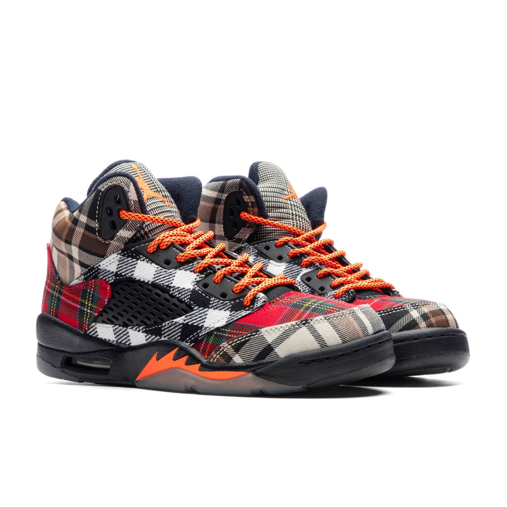 Air Jordan 5 Retro GS Plaid Black Total Orange Dark Obsidian