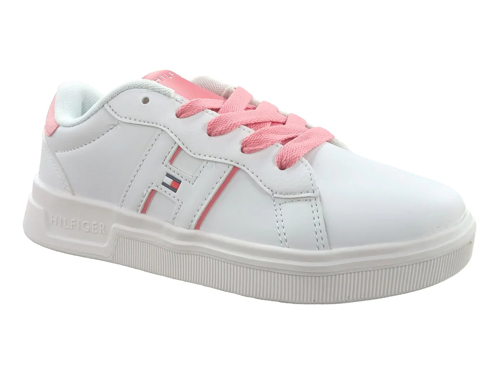 Tenis Tommy Hilfiger Cayman 30 Blanco y Rosa para Niña