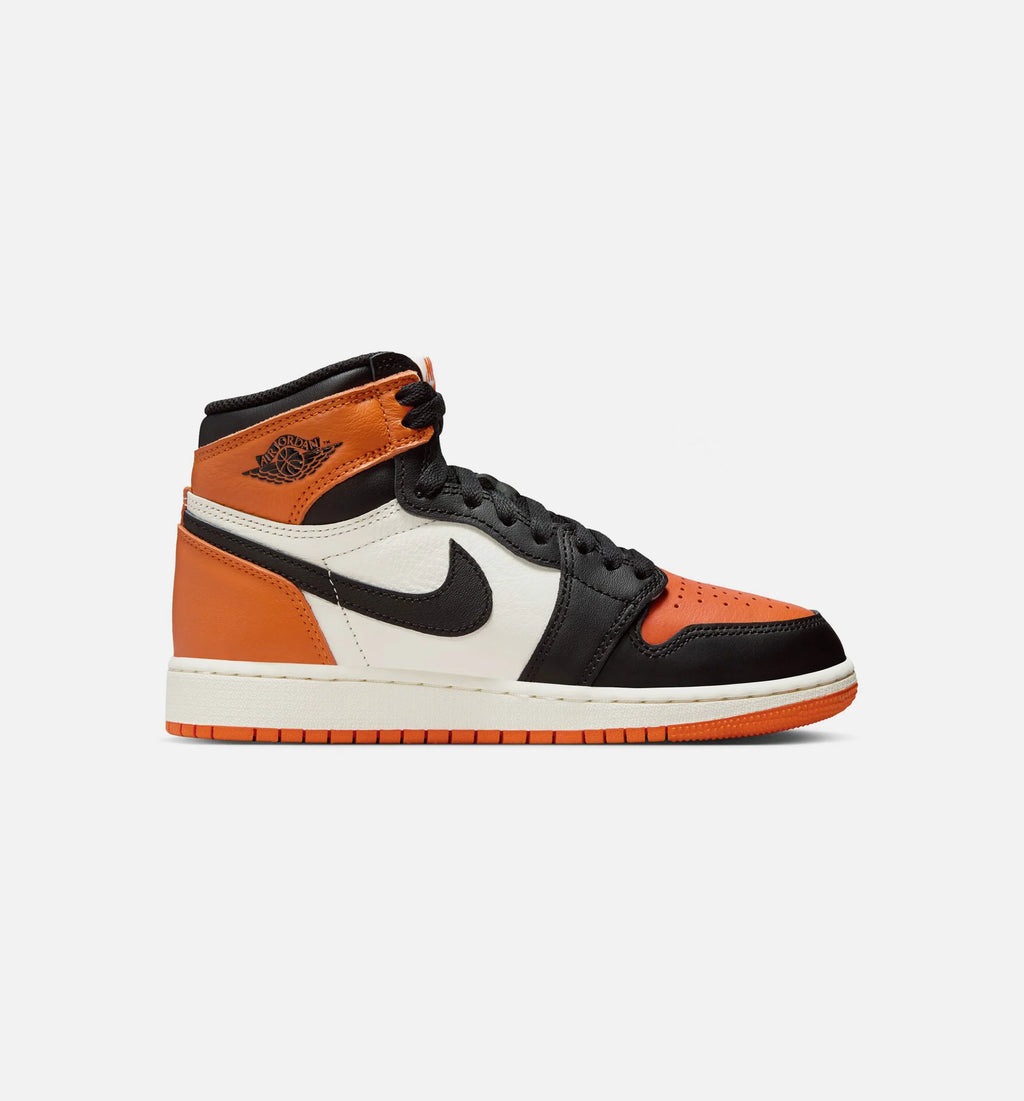 Air Jordan 1 Retro High OG Shattered Backboard Grade School Lifestyle Shoe Black Black Sail Starfish