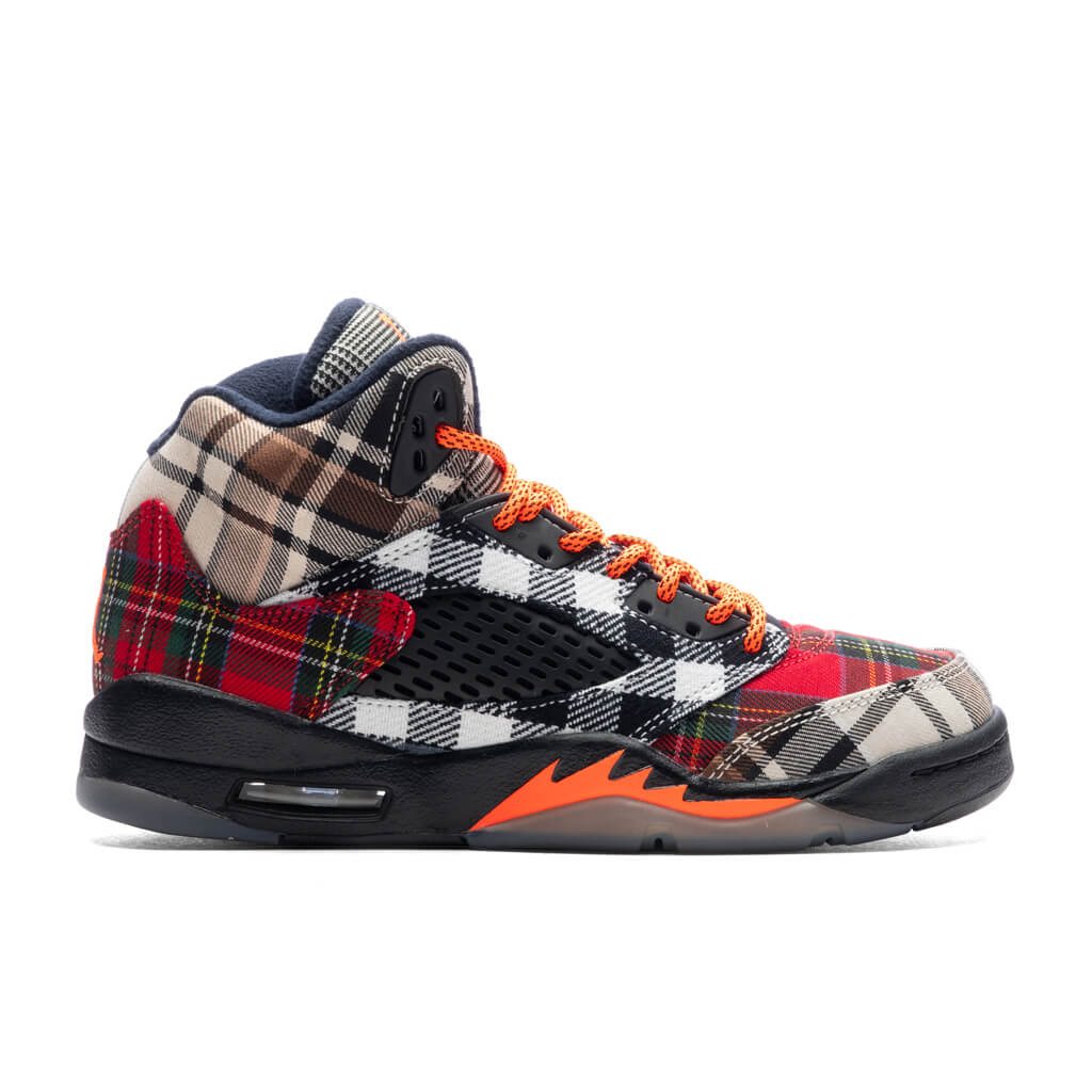 Air Jordan 5 Retro GS Plaid Black Total Orange Dark Obsidian