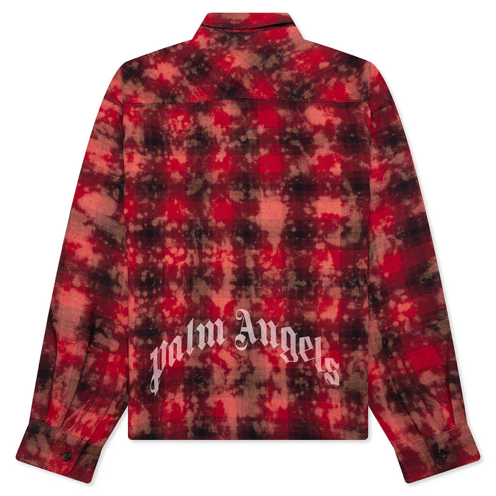 Curved Logo Check Shirt L S Red Off White
