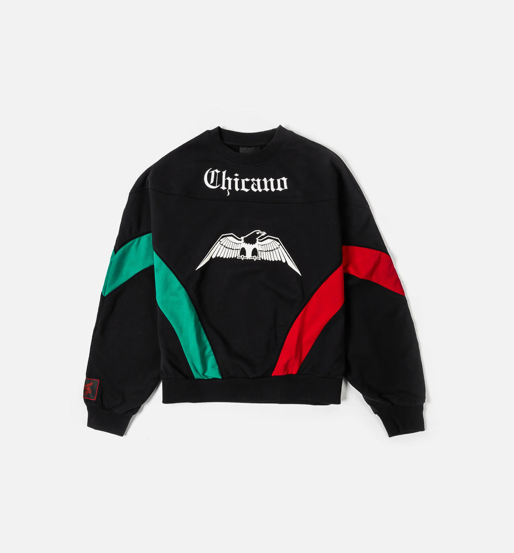 Willy Chavarria x Adidas Fleece Stripe Detailed Mens Crewneck Black