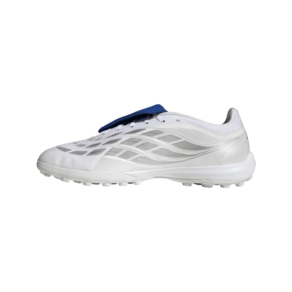 adidas Predator League Fold Over Tongue TF Turf Mens Soccer Cleats White Zero Metallic Blue