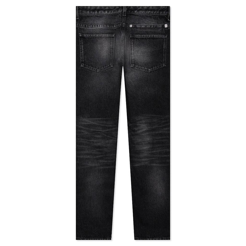 Slim Fit Denim W Zips Black White