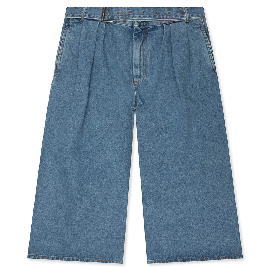 Preaches Short Washed Denim MW Pants Light Blue