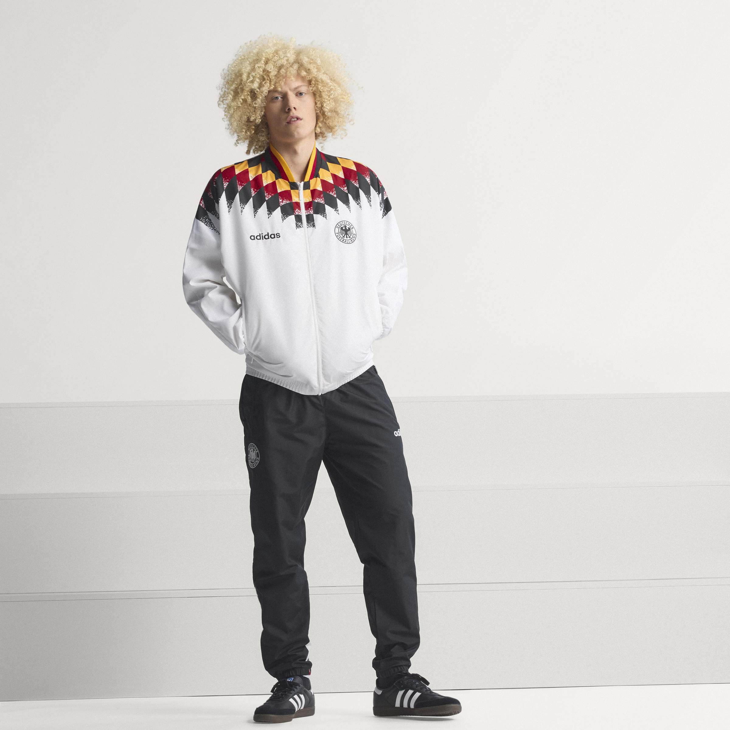 adidas Germany 1994 Mens Soccer Track Top White Black Red