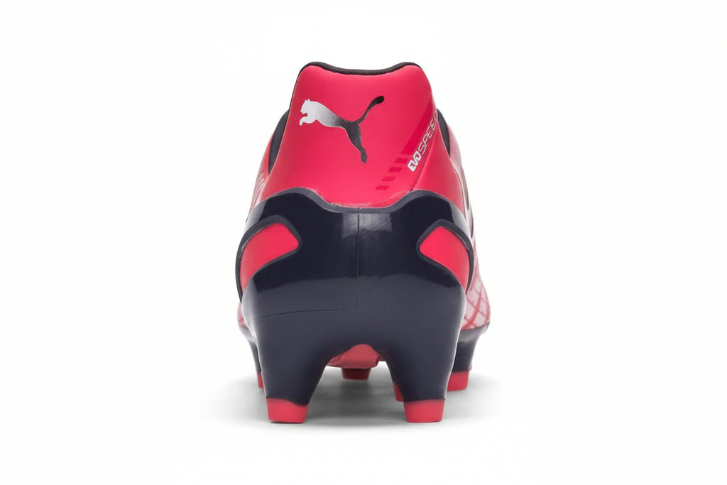 PUMA Evospeed 13 FG Firm Ground Soccer Cleats Bright Plasma White Peacoat