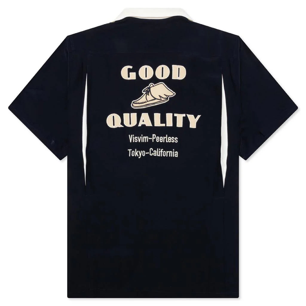 Hacking Short Sleeve Silk Navy