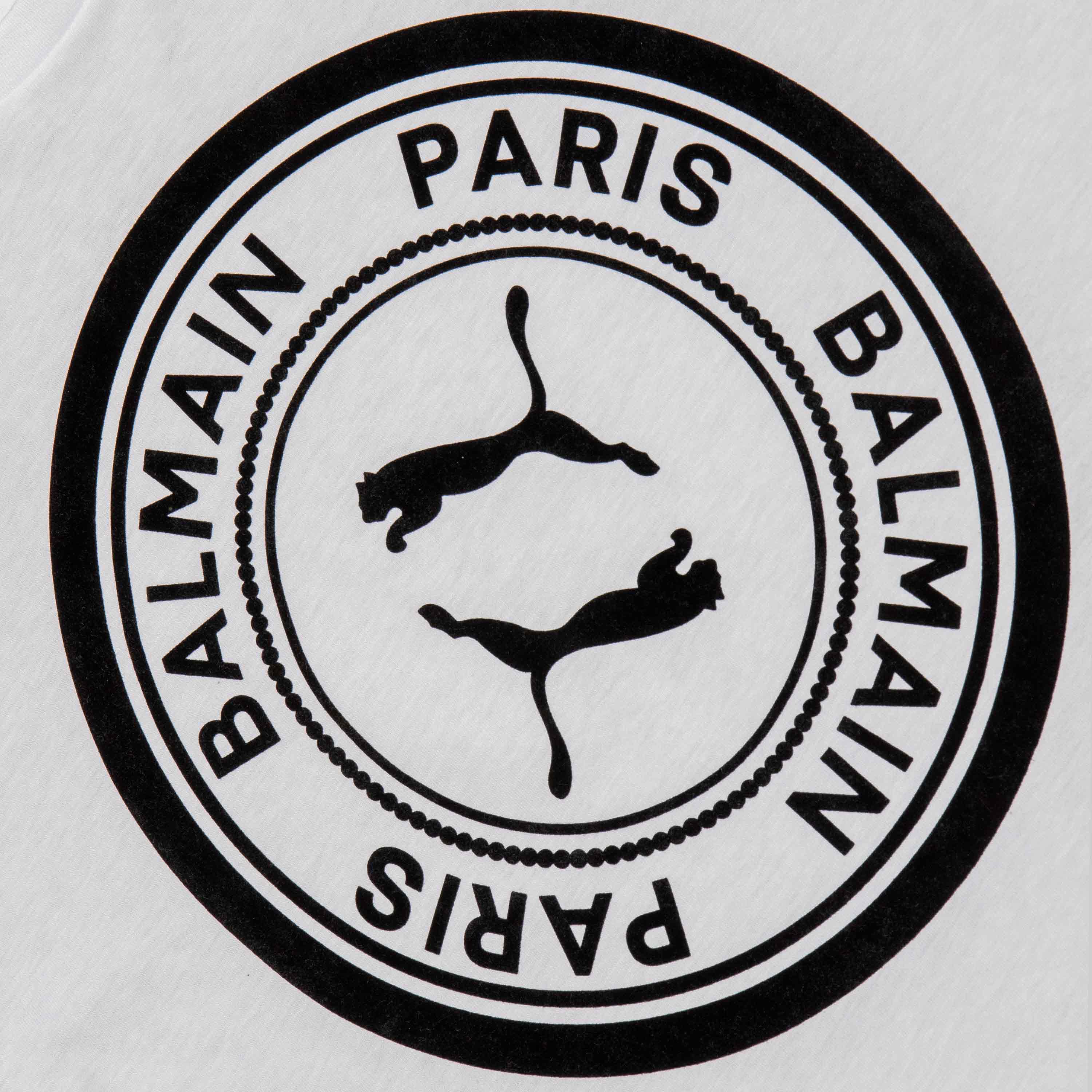 Balmain X Puma Mens Graphic T Shirt White Black
