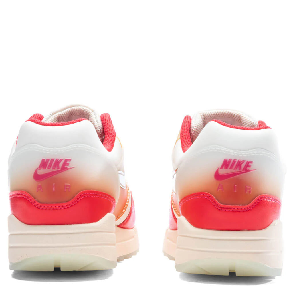 Womens Air Max 1 87 PRM Soft Vinyl Sail Metallic Silver Siren Red