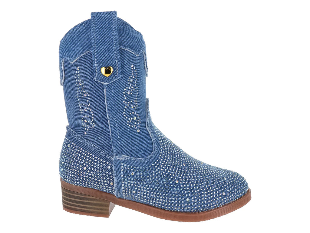 Botas Vaqueras Miroslava Mezclilla Azul para Niña