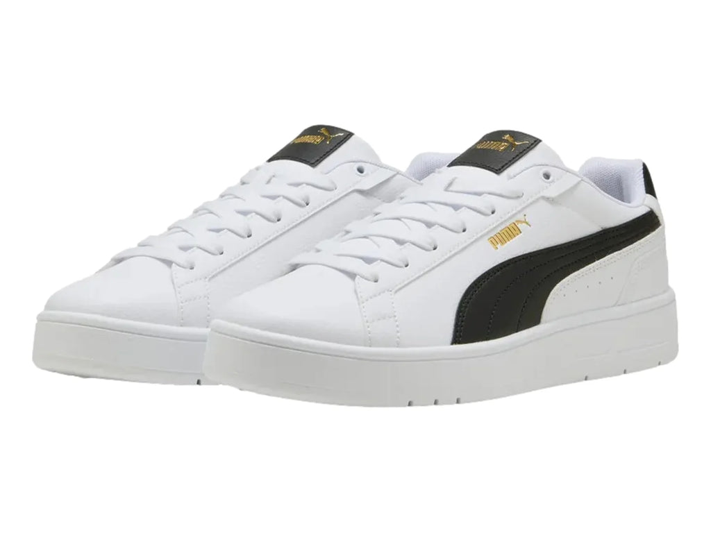 Tenis PUMA Court Classico Blanco Negro y Dorado para Hombre