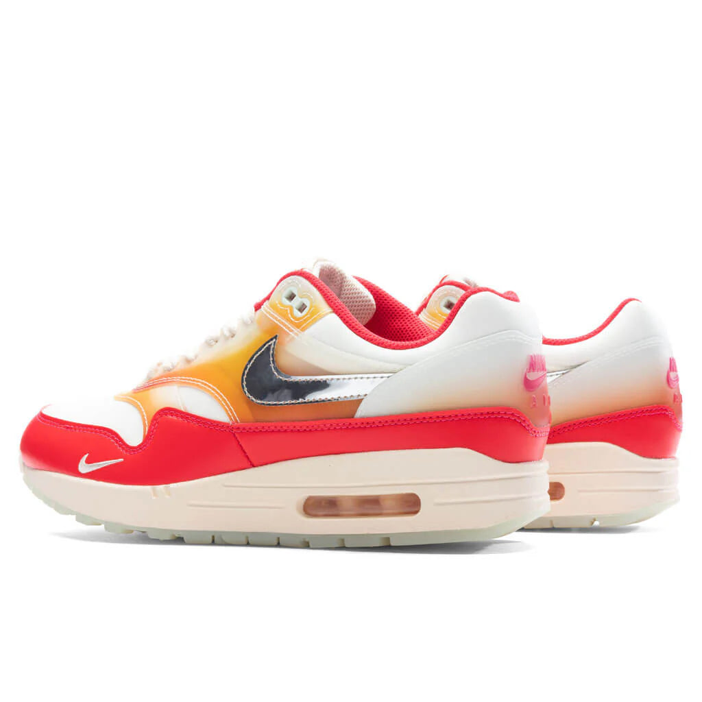 Womens Air Max 1 87 PRM Soft Vinyl Sail Metallic Silver Siren Red