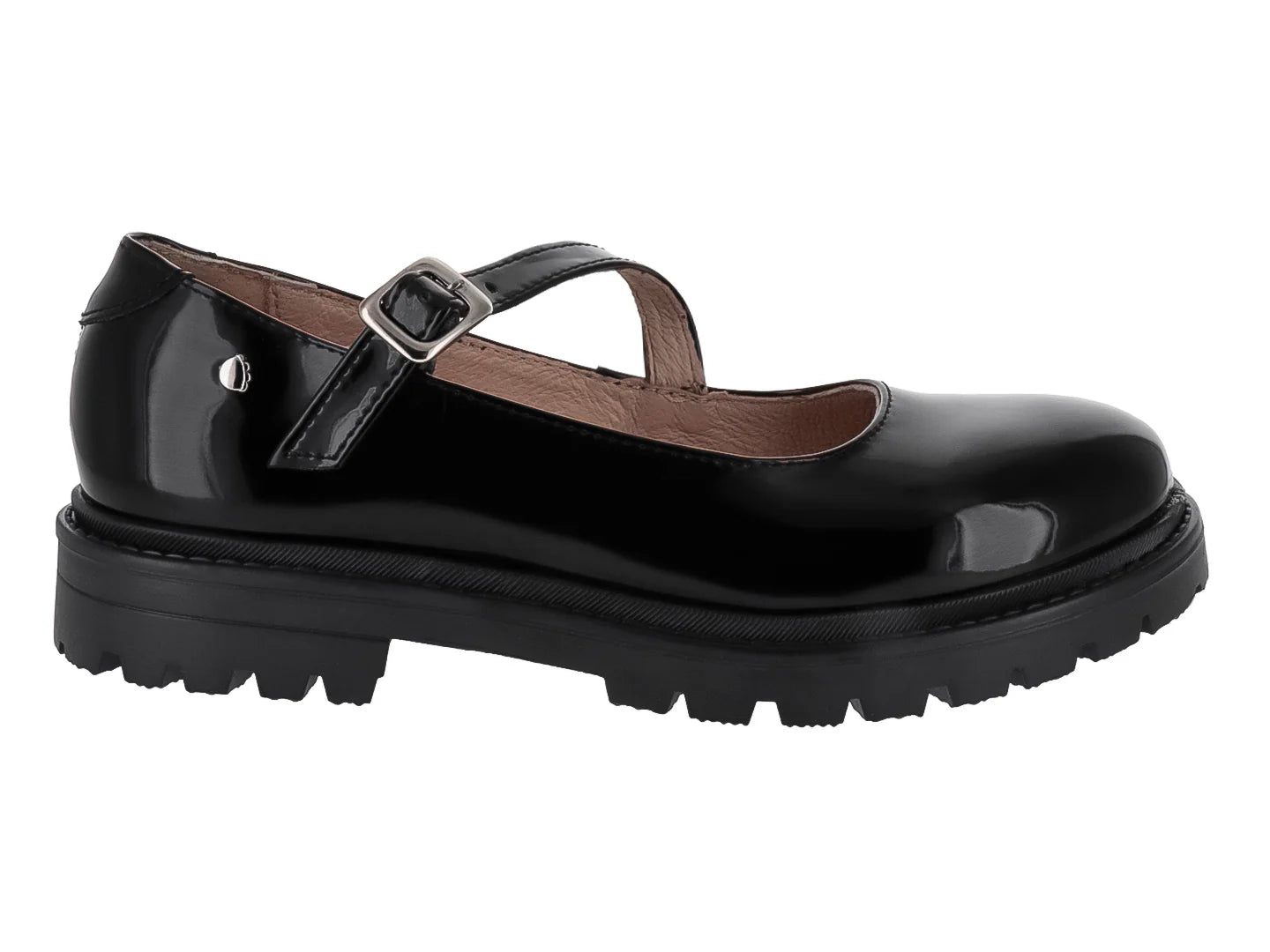 Zapatos Escolares Elefante de Charol Negro para Niña