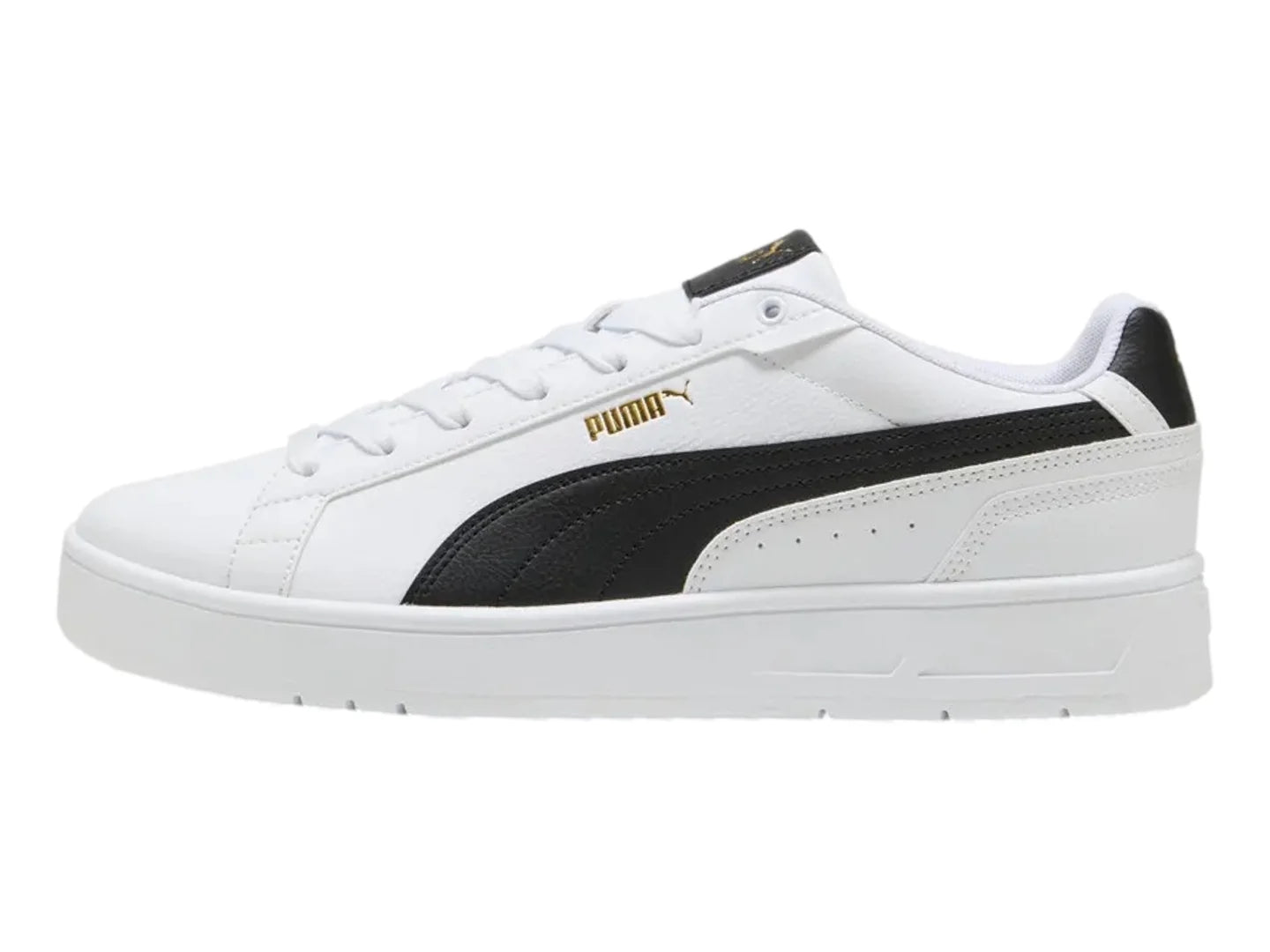 Tenis PUMA Court Classico Blanco Negro y Dorado para Hombre