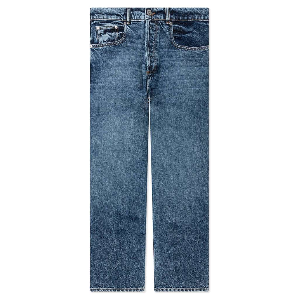 5 Pocket Straight Leg Trousers Mid Blue