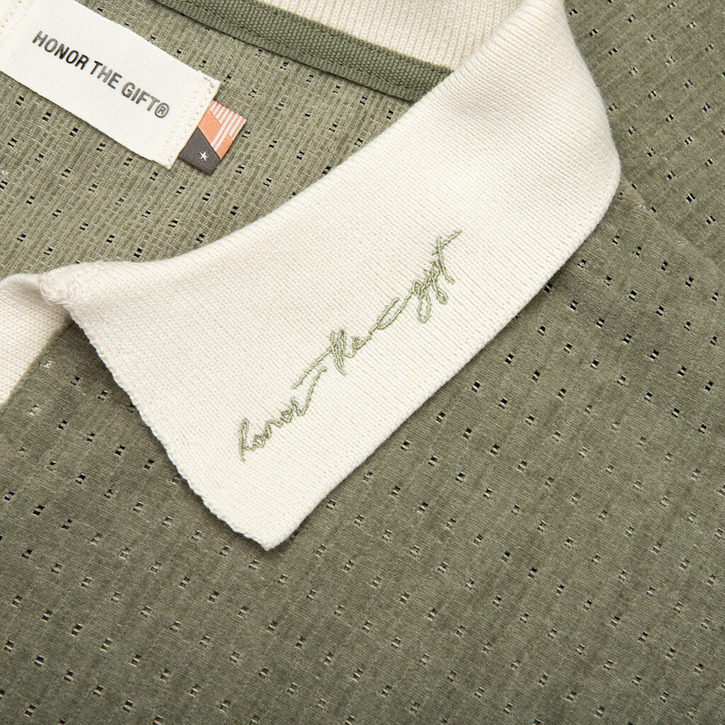 Pique Colorblock Polo Sage