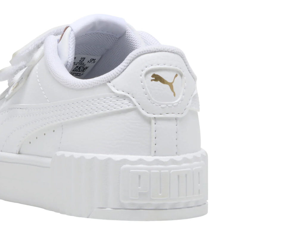 Tenis PUMA Carina 30 V Blanco y Oro para Niña