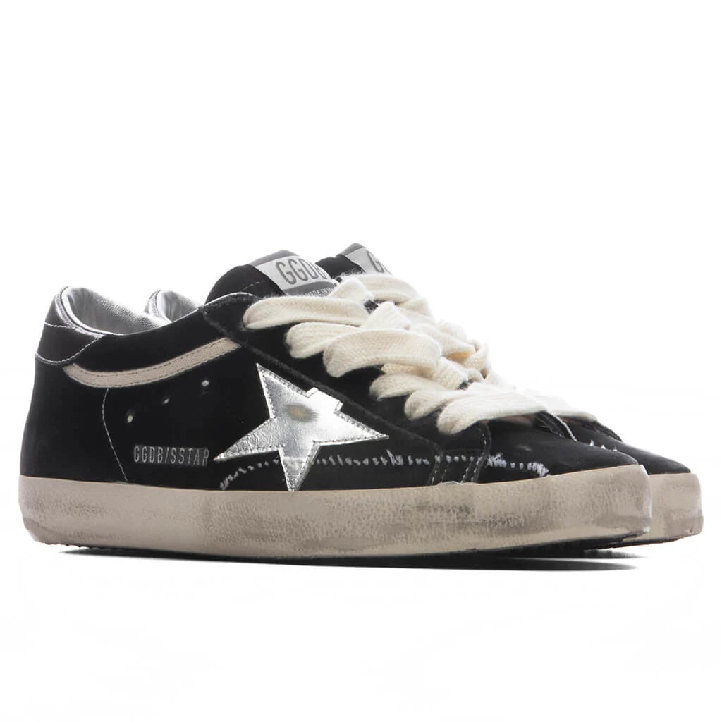 Womens Super Star Velvet Dark Grey Silver