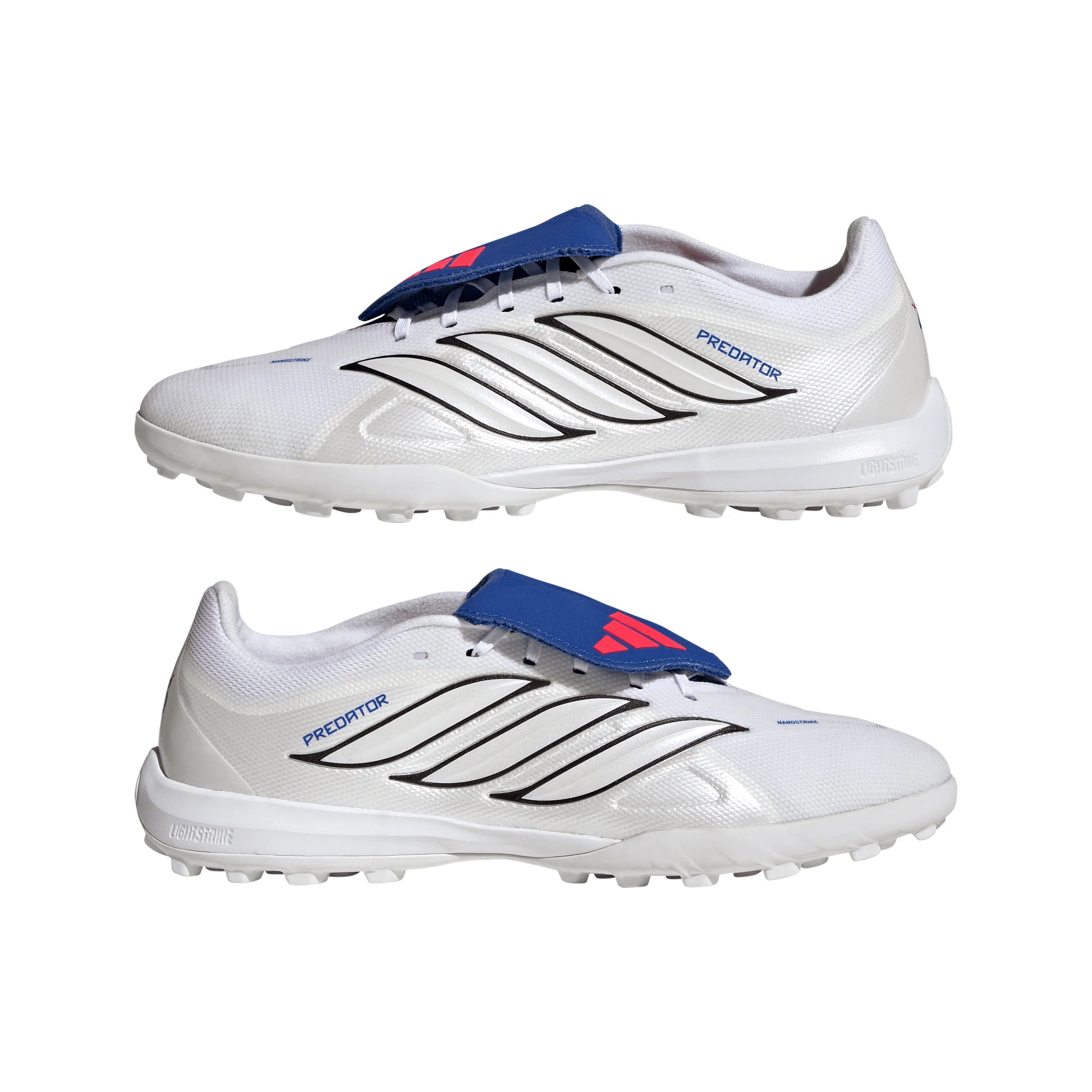 adidas Predator League Fold Over Tongue TF Turf Mens Soccer Cleats White Zero Metallic Blue