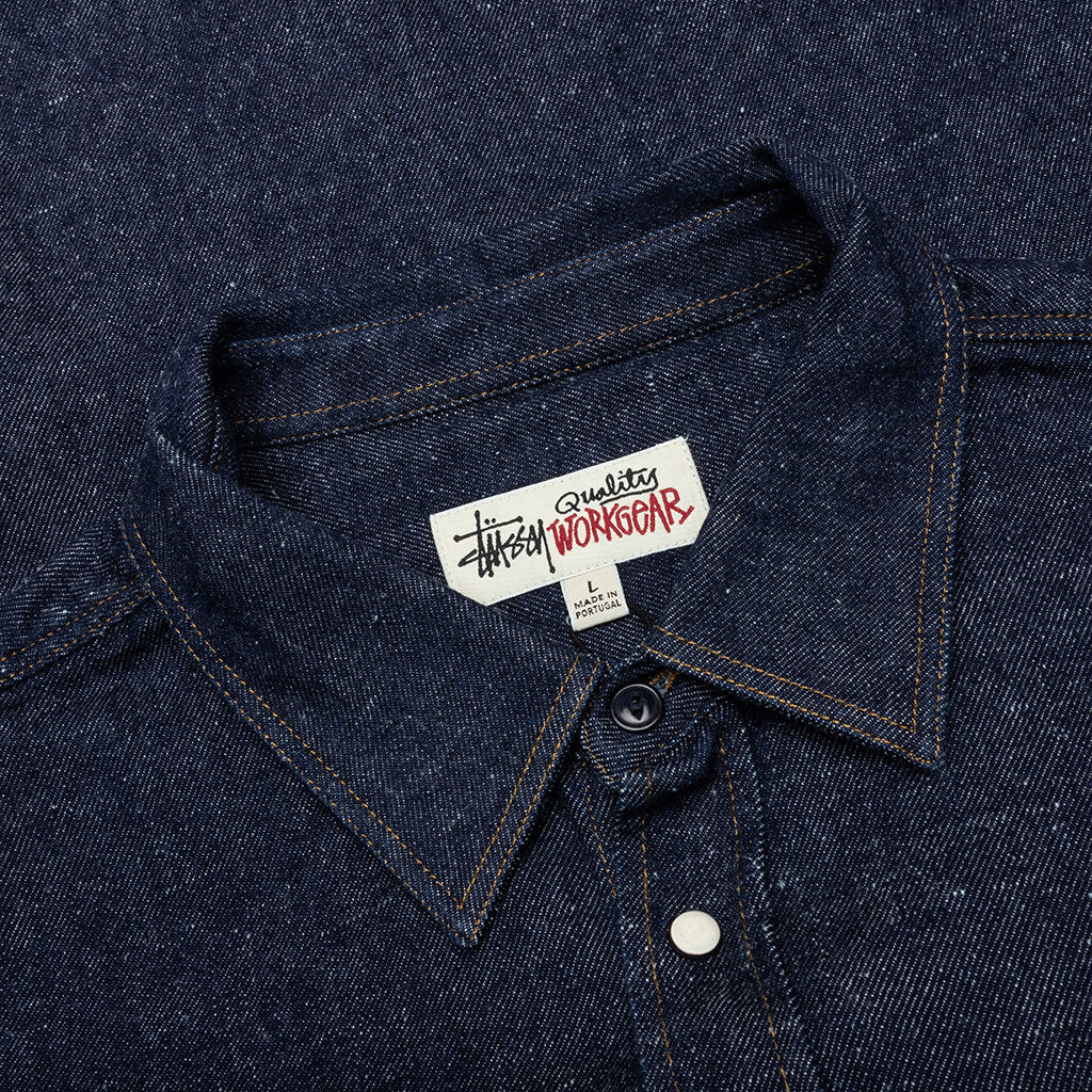Boxy Western Denim L S Shirt Dark Denim