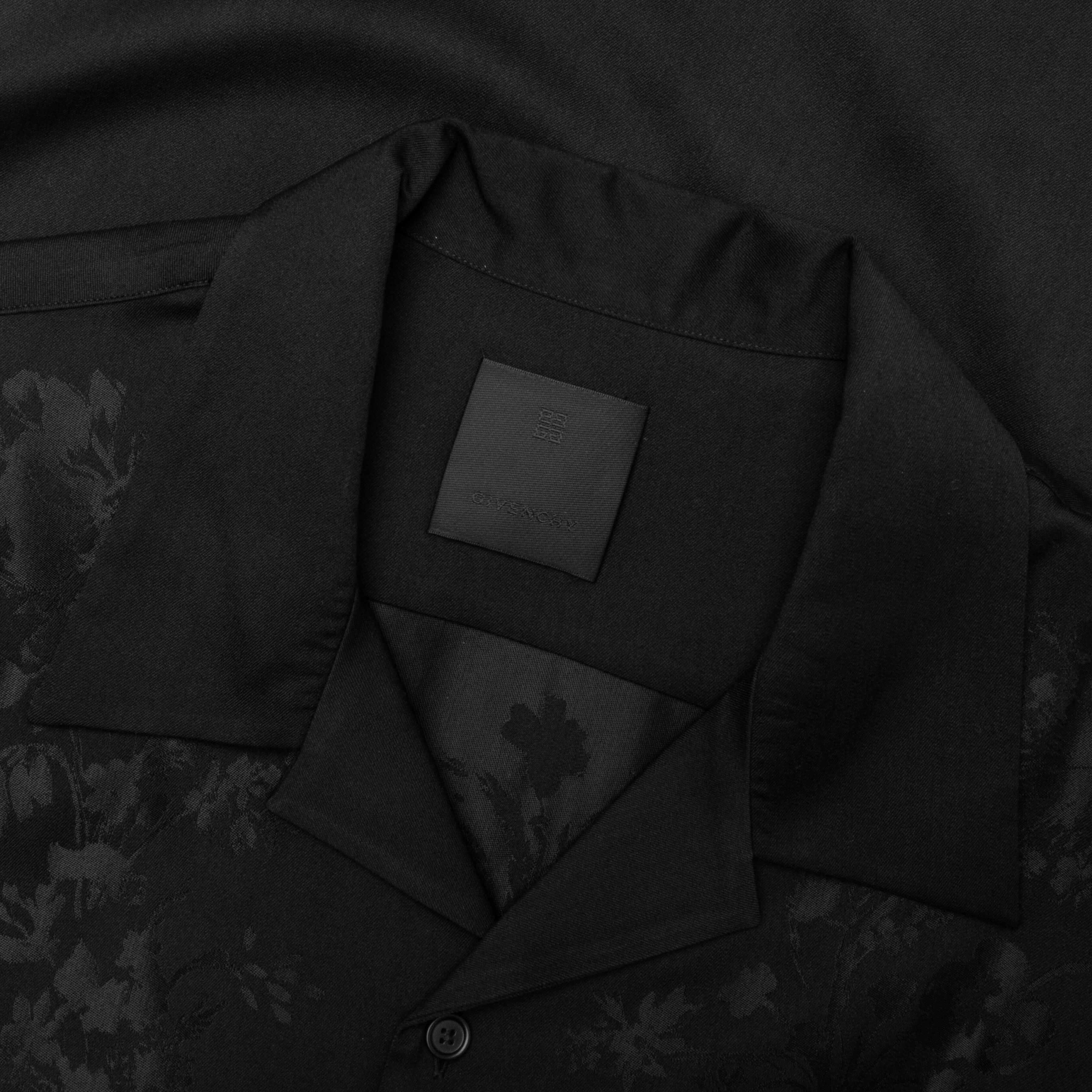 Boxy fit shirt in floral jacquard Black