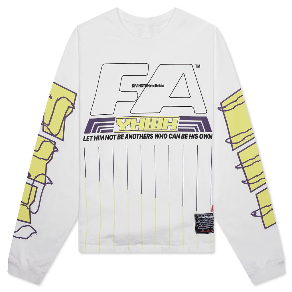 His Own Racing L S Tee Optic White