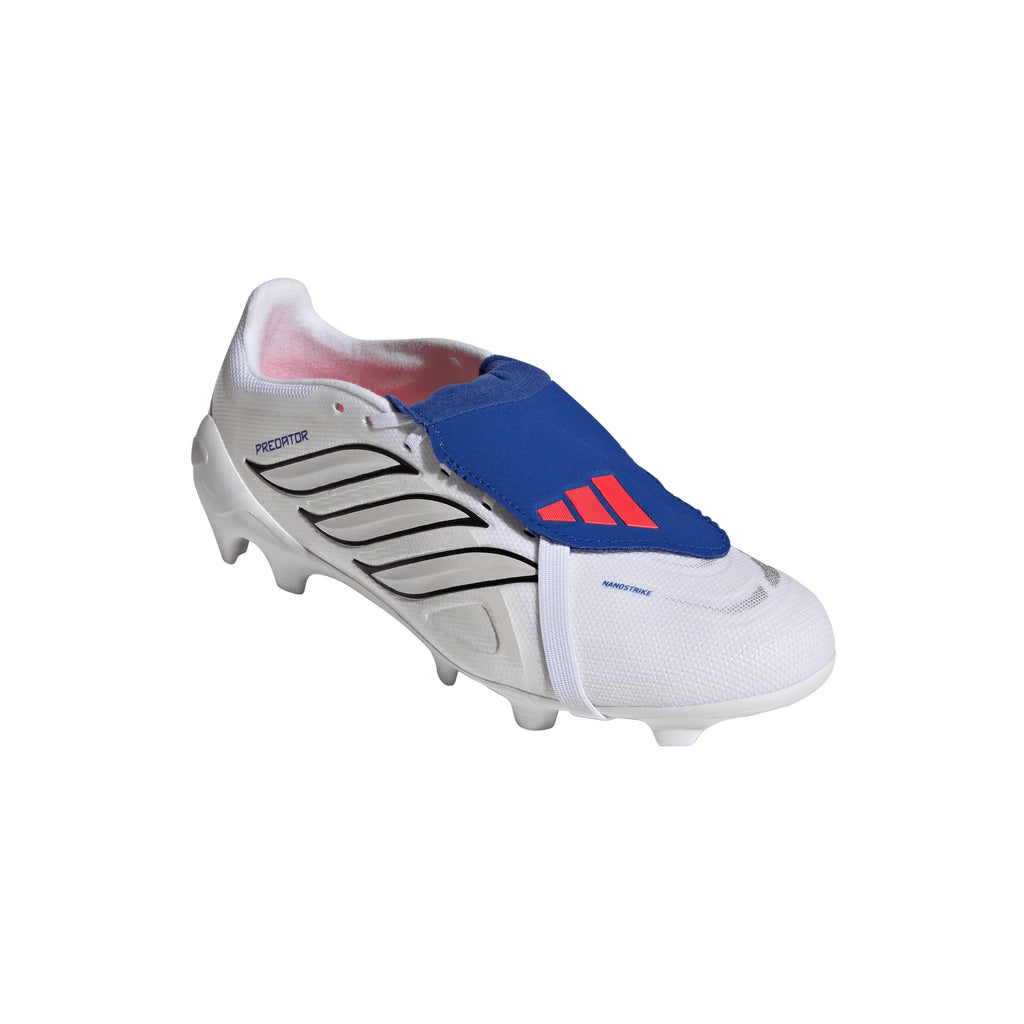 adidas Predator League Fold Over Tongue FG Firm Ground Mens Soccer Cleats White Zero Metallic Blue