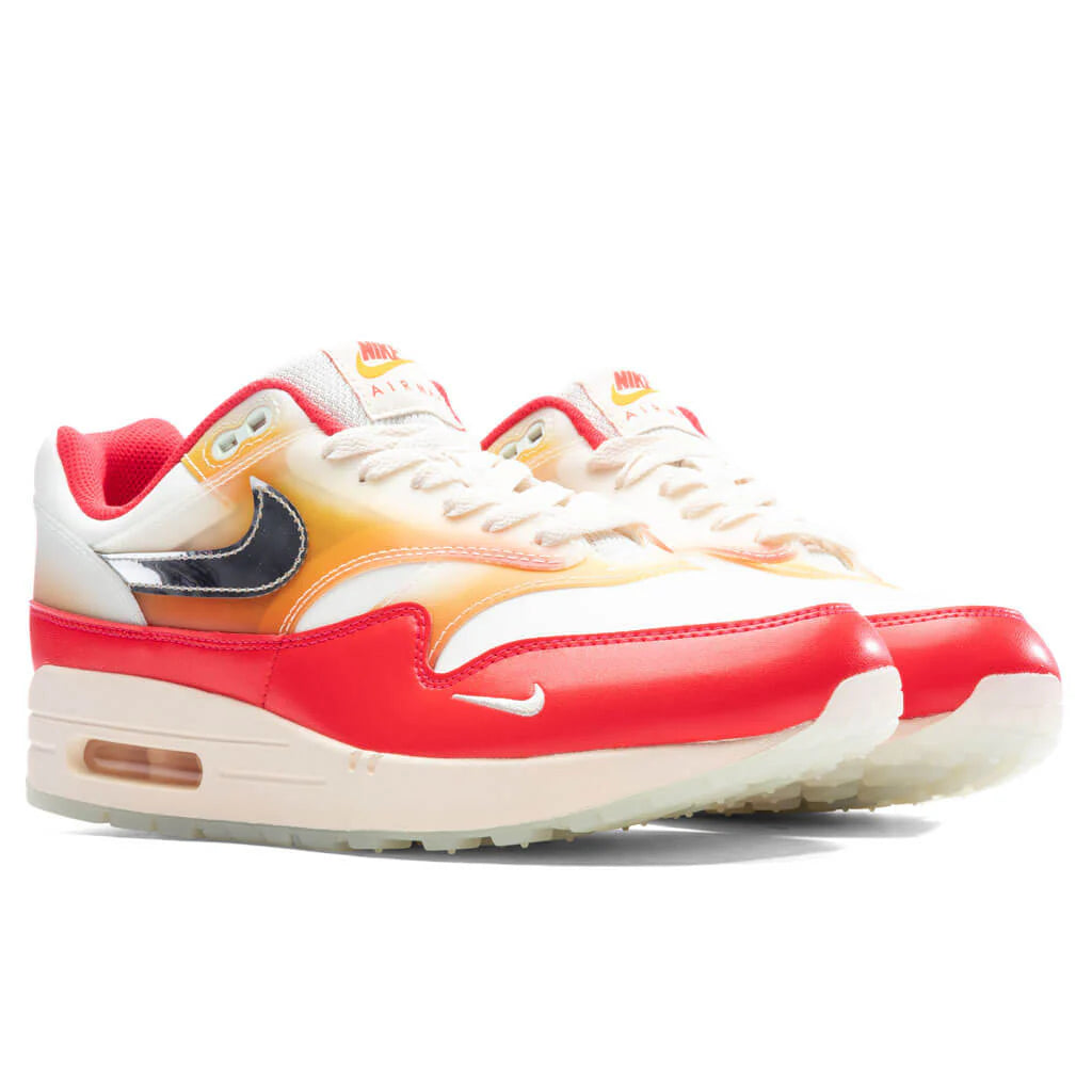Womens Air Max 1 87 PRM Soft Vinyl Sail Metallic Silver Siren Red