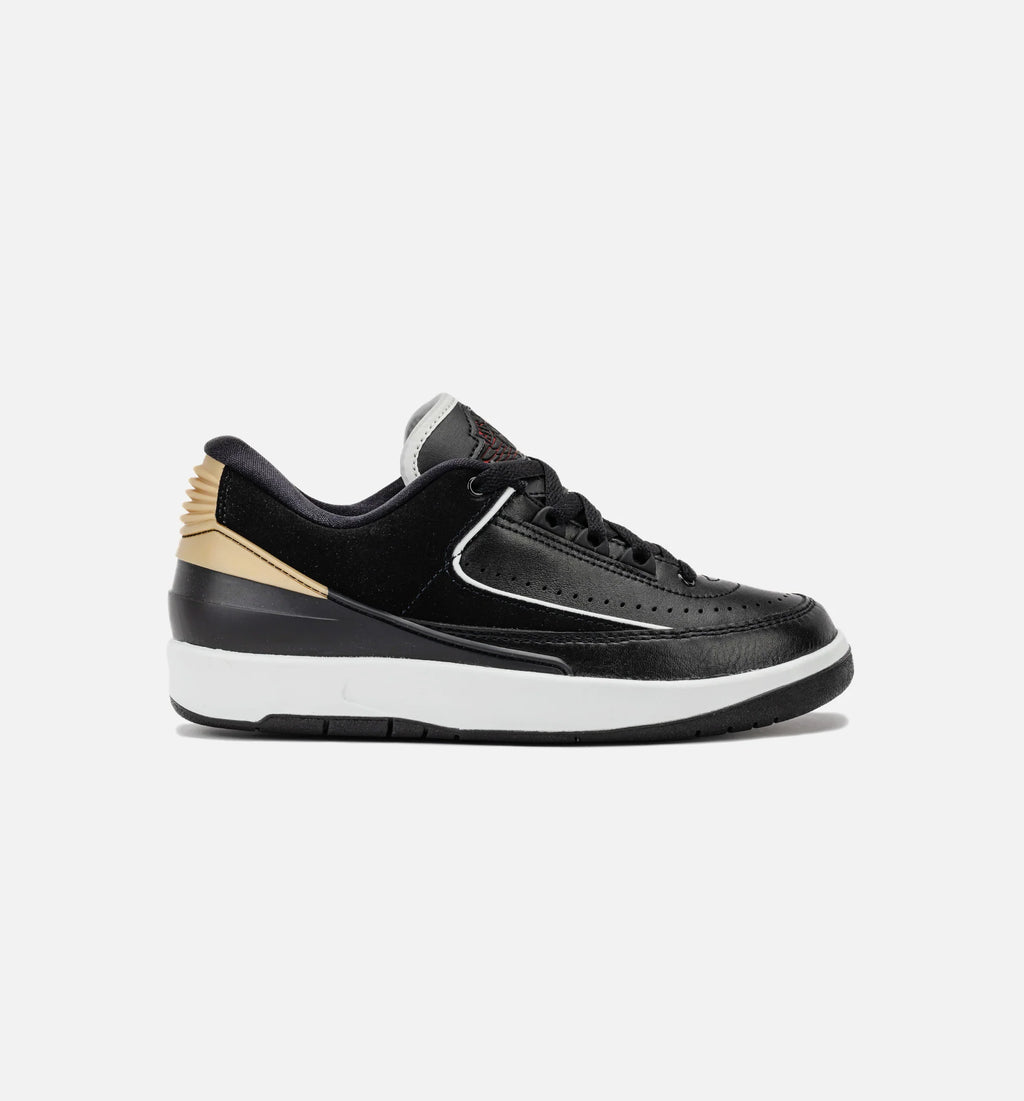 Air Jordan 2 Retro Low Black Varsity Red Womens Lifestyle Shoe Black Varsity Red Metallic Gold Off White