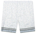 Printed Seersucker Cotton Bermuda Shorts Cream Green