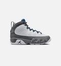 Air Jordan 9 Retro Flint Grey and French Blue Grade School Lifestyle Shoe White French Blue Flint Grey