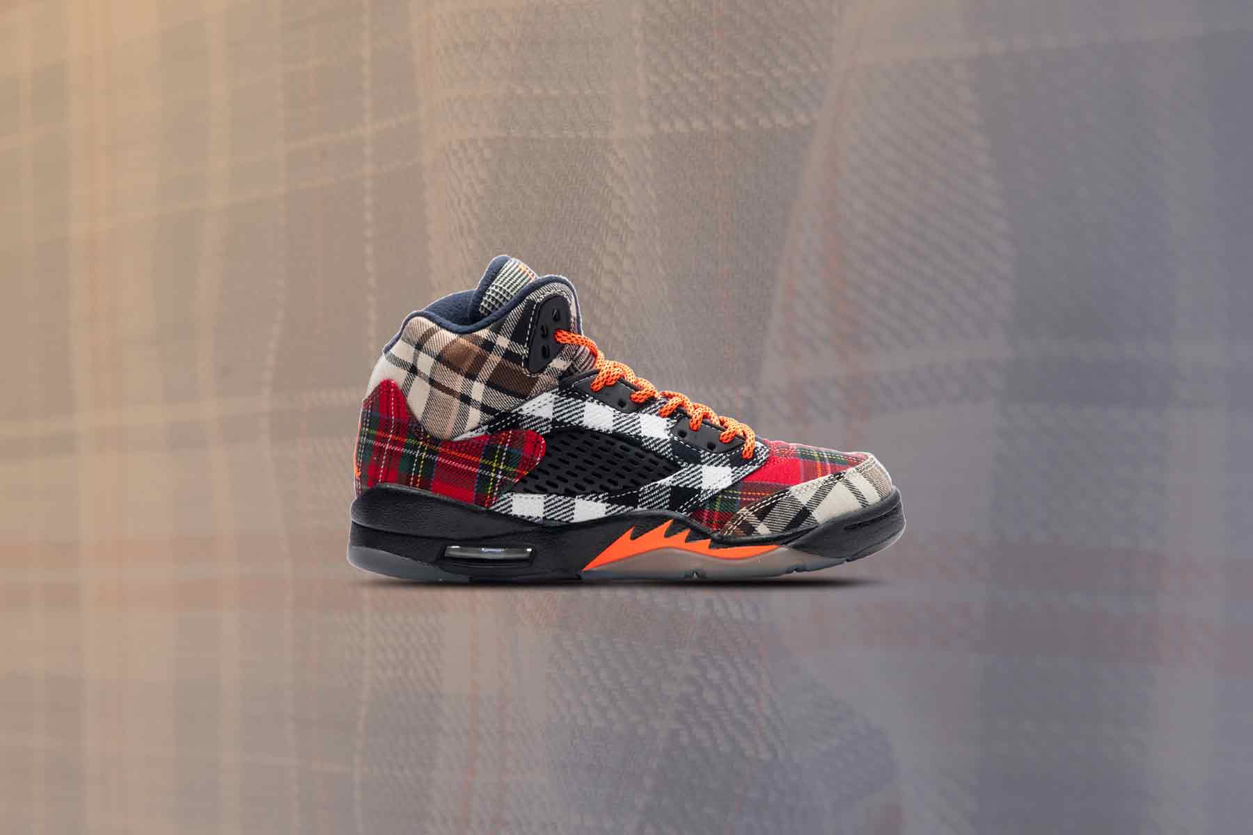Air Jordan 5 Retro GS Plaid Black Total Orange Dark Obsidian
