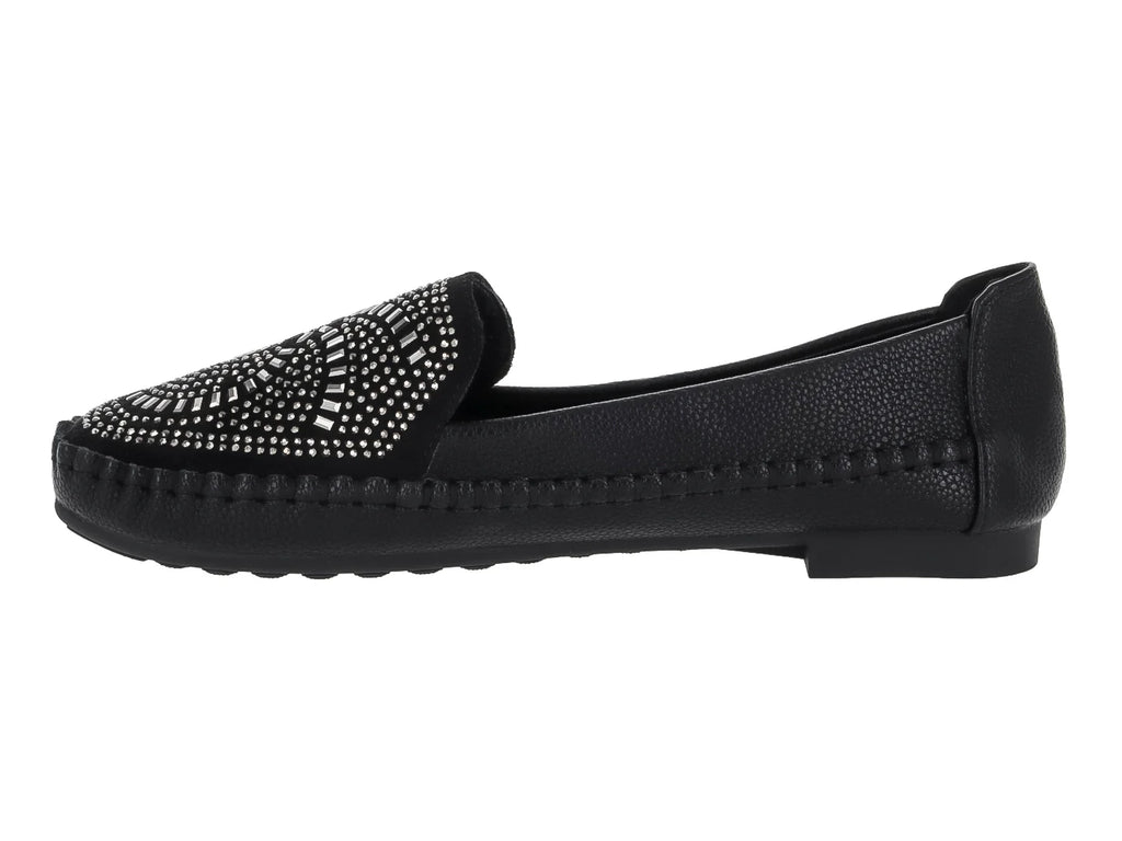 Zapato Mocasín ROZE Negro con Pedrería para Mujer